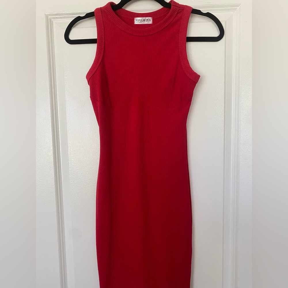 Fashion Nova Red Ribbed Bodycon dress